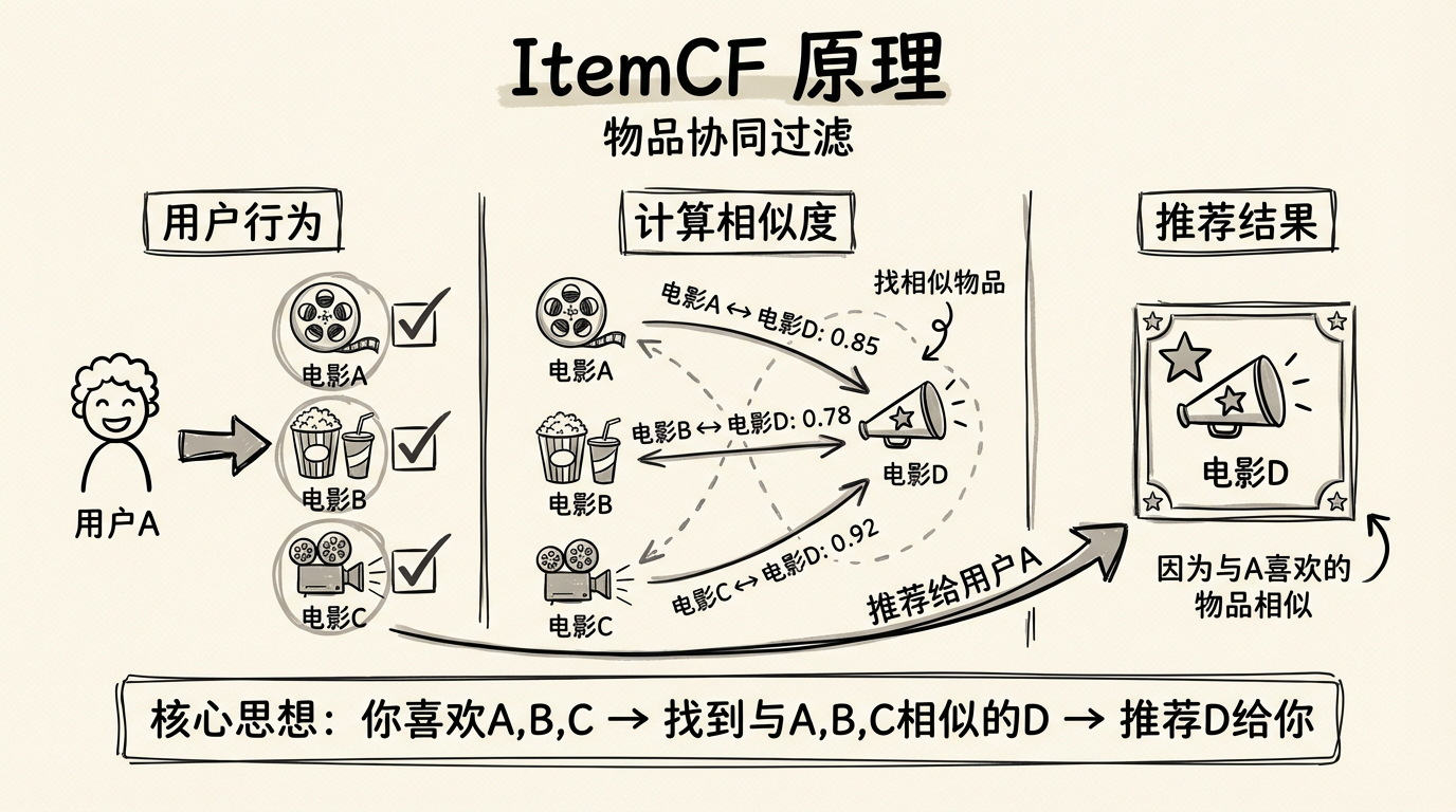 ItemCF 原理示意图